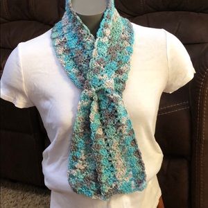 neck warmer scarf Fastens through hole in scarf